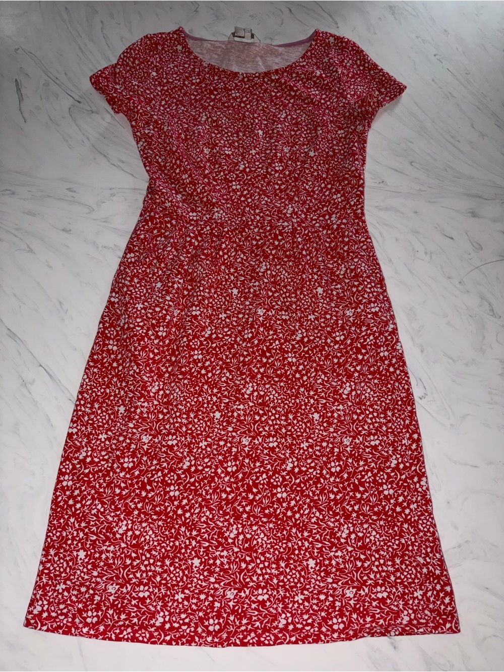 Boden floral Knit dress stretch orange white micro floral print dress 2